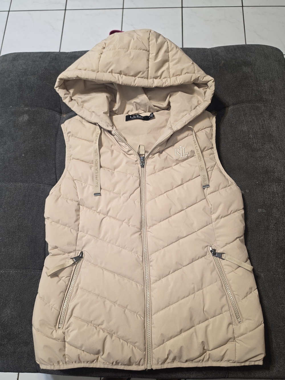 Ralph Lauren Quilted Hooded Puffer Vest - Cream
